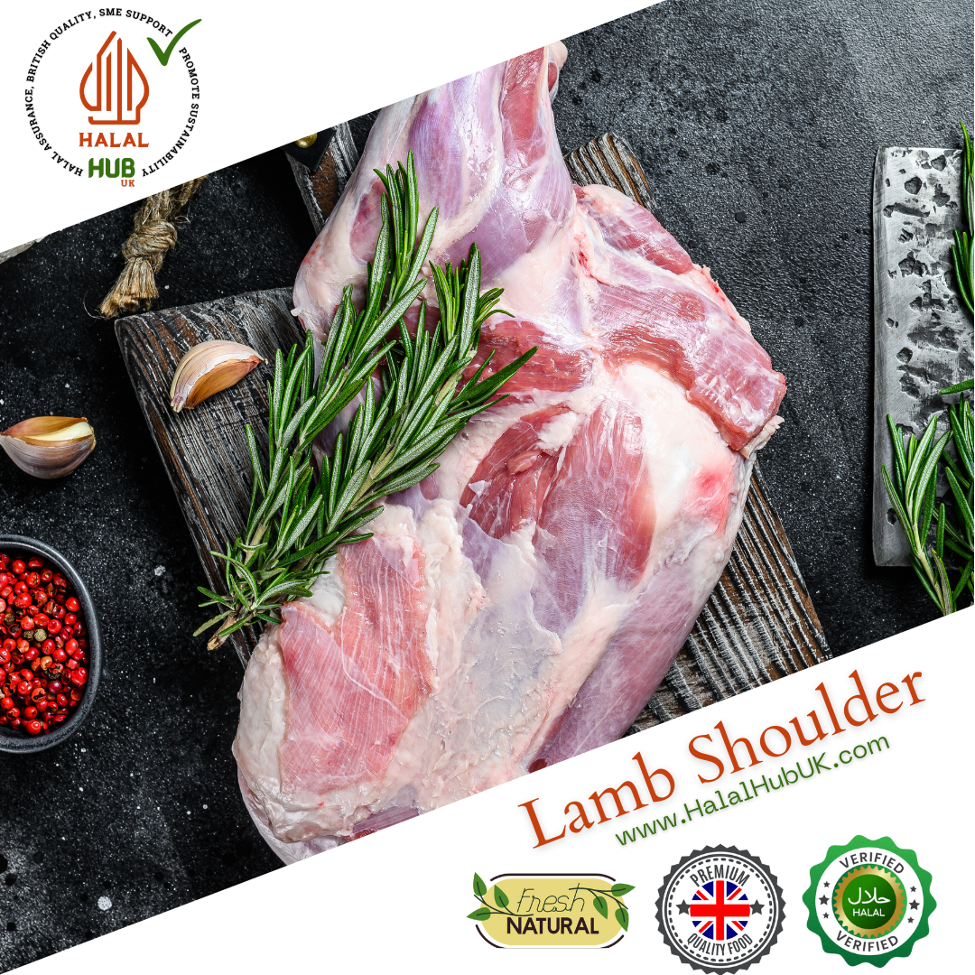 HMC Halal Fresh Meat, Halal HUB UK, Halal Lamb,  Lamb Mutton Shoulder Halal Meat near me, Halal Shoulder on Bone, Boneless Lamb Shoulder, Lamb Shoulder Roast