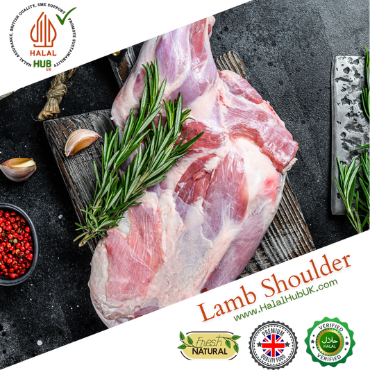 HMC Halal Fresh Meat, Halal HUB UK, Halal Lamb,  Lamb Mutton Shoulder Halal Meat near me, Halal Shoulder on Bone, Boneless Lamb Shoulder, Lamb Shoulder Roast