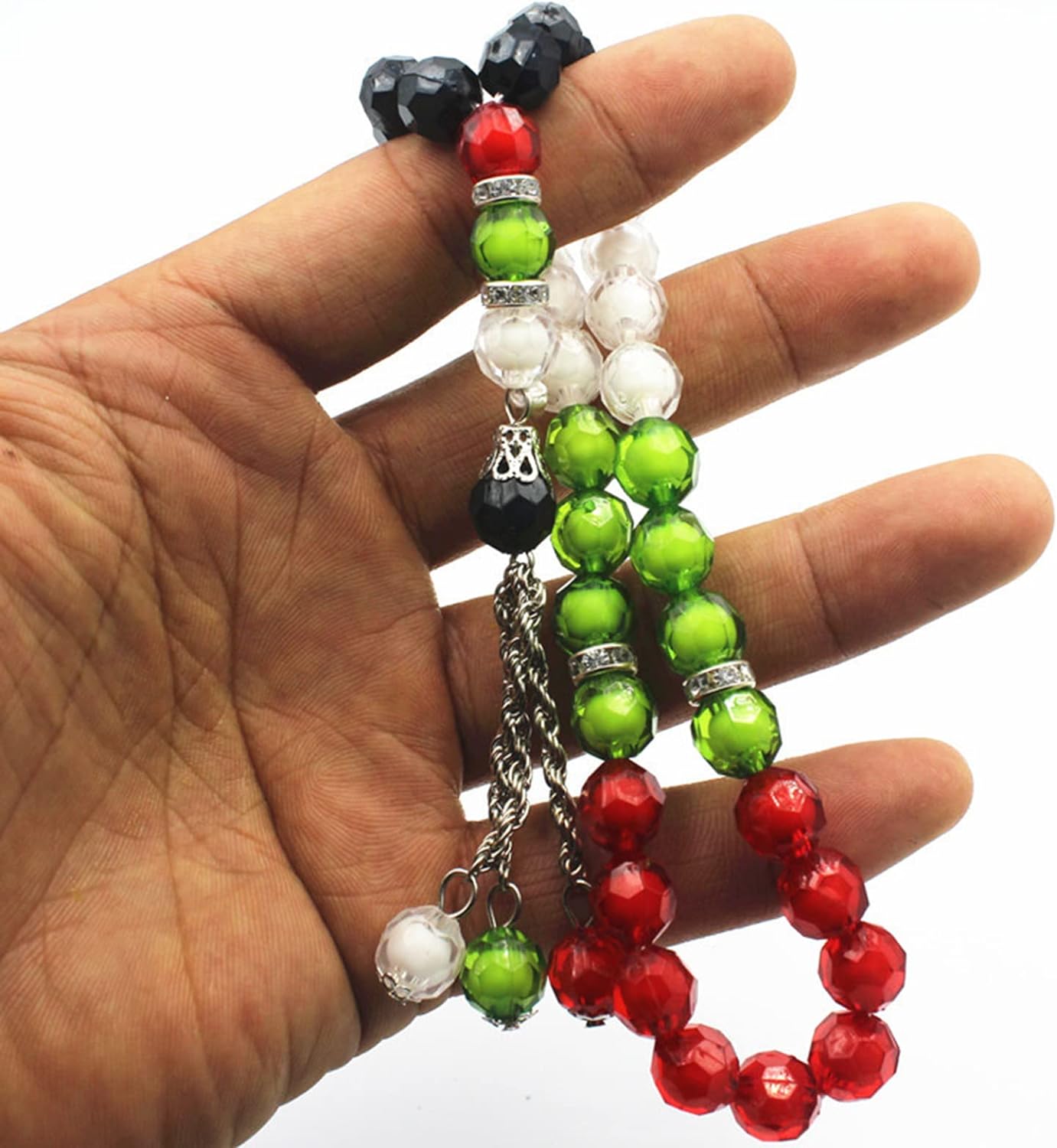 Tasbish Holding Rosary Beads Islamic Prayer Beads 33 Finger Beads